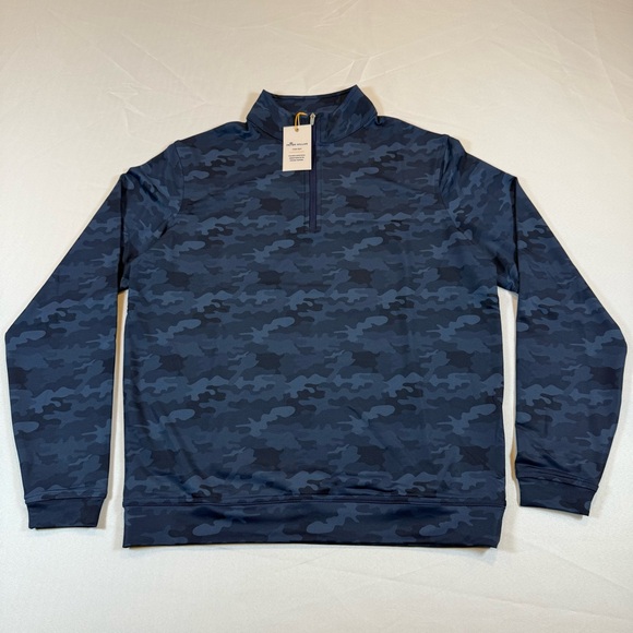 Peter Millar Crown Sport Camo Performance 1/4 Zip Pullover Navy Small NWT $115